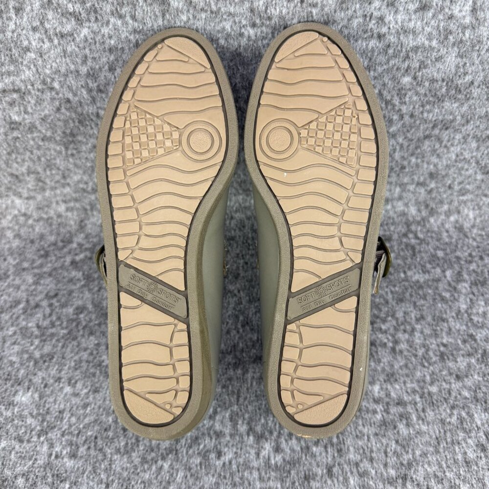 ✅ Womens 6.5M Softspots Comfort Shoes Gray/Tan Leather Mary Jane Casual Flats - Picture 10 of 12